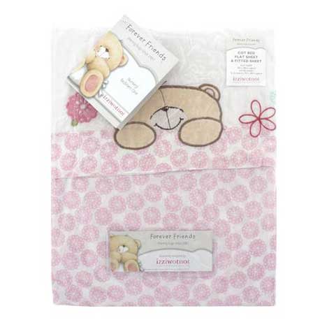 Forever Friends pink cot sheet set UK size