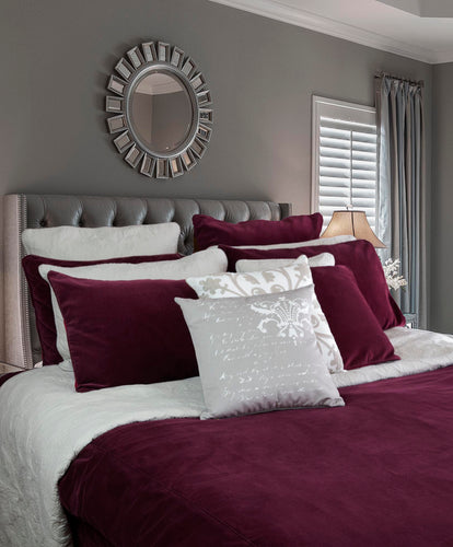 Cotton Velvet Duvet Cover Set Wine
