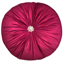 Load image into Gallery viewer, Jewel Velvet Round Cushion - Wine